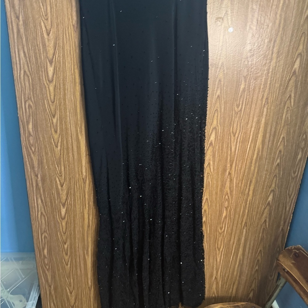 Cache Black Beaded Sheer Neckline Evening Gown Dress Size 12. Preown - Picture 4 of 14